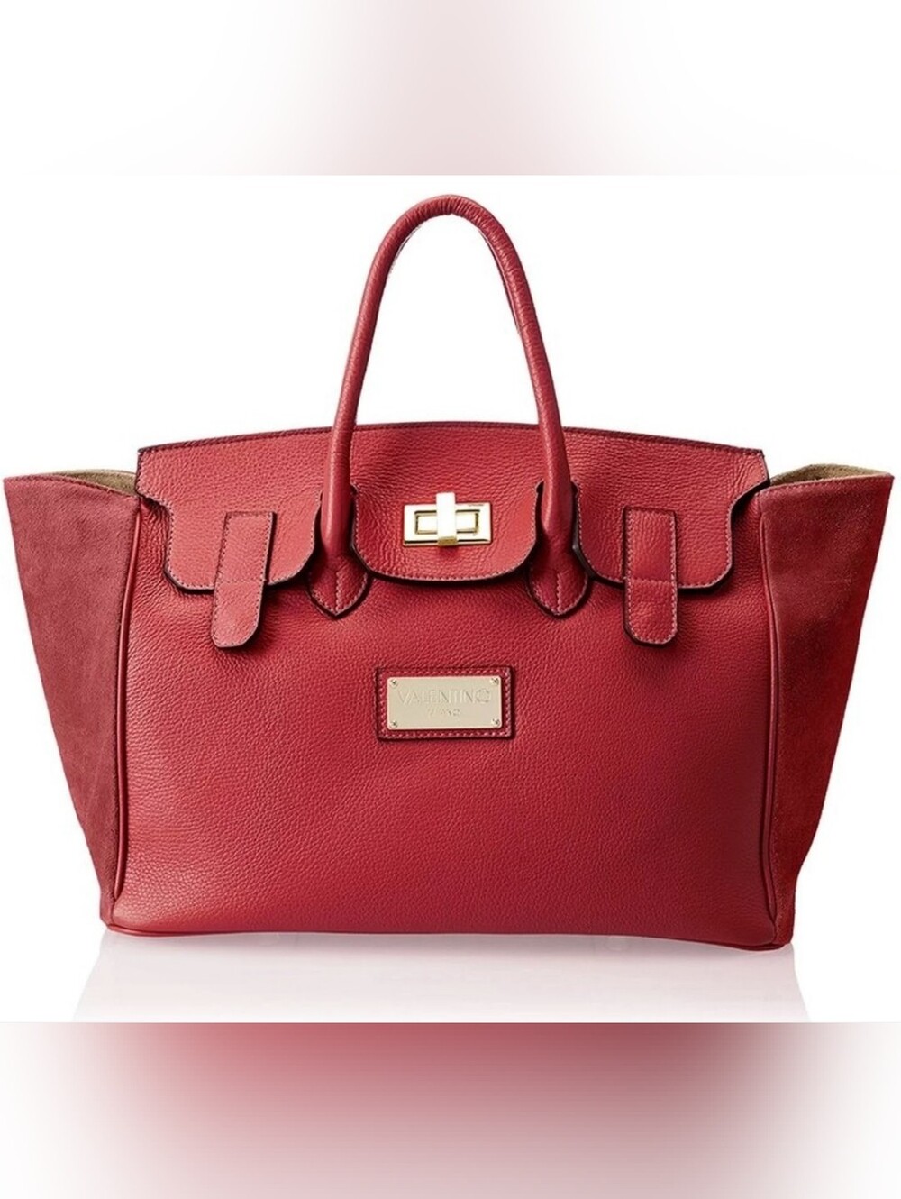 🇮🇹RARE Valentino by Mario Valentino Omia Satchel in Red/Wine Pebble Leather